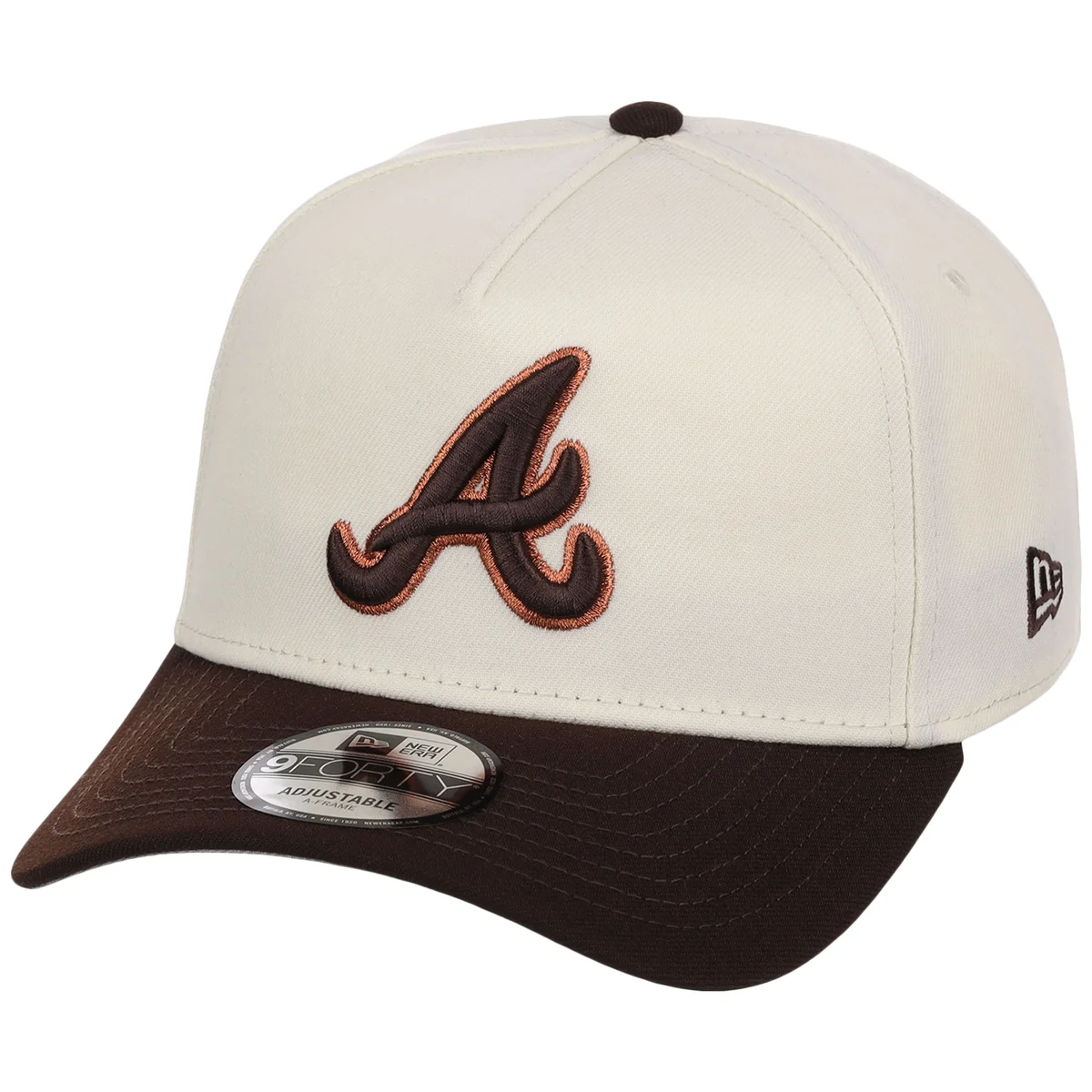 Atlanta Braves MLB Chrome x Burnt Wood FASHION CORE New Era 9FORTY A-Frame detail view