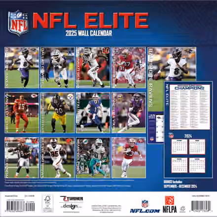 2025 NFL Football Elite Wall Calendar view 2