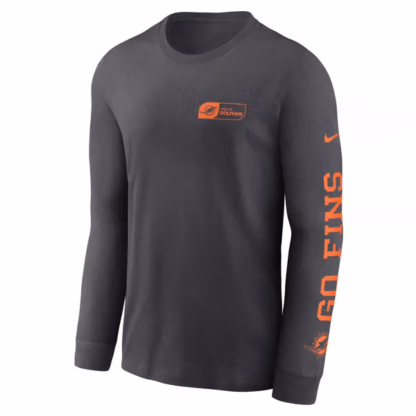 Miami Dolphins NFL All Out Nike Cotton Long Sleeve Anthracite view 1