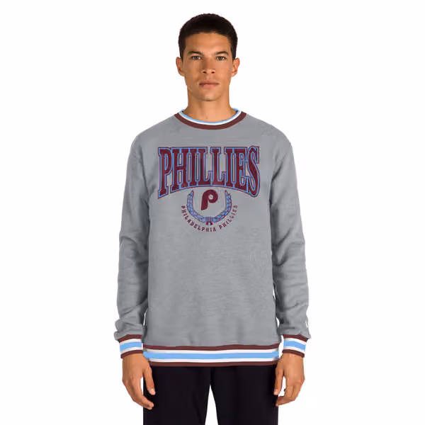 Philadelphia Phillies Throwback MLB Crew Sweatshirt Gray view 1