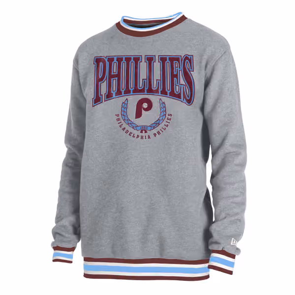 Philadelphia Phillies Throwback MLB Crew Sweatshirt Gray view 3