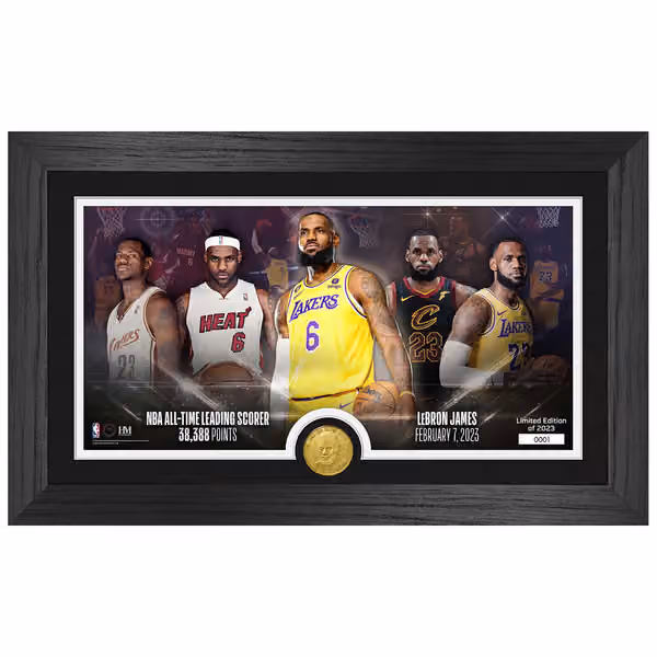 LeBron James Leading Scorer Through the Years Bronze Coin Framed NBA Photo view 1