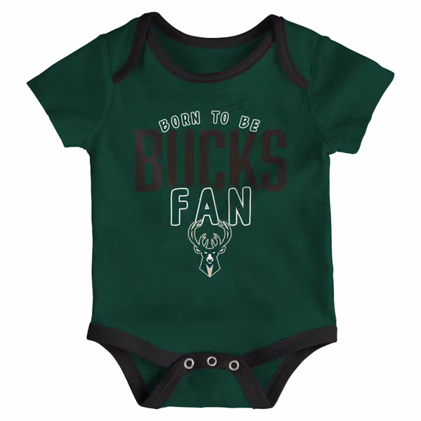 Milwaukee Bucks Game Time NBA Baby Bodysuit Set (3-Piece) view 2