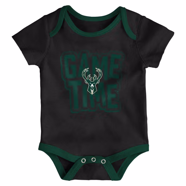 Milwaukee Bucks Game Time NBA Baby Bodysuit Set (3-Piece) view 3