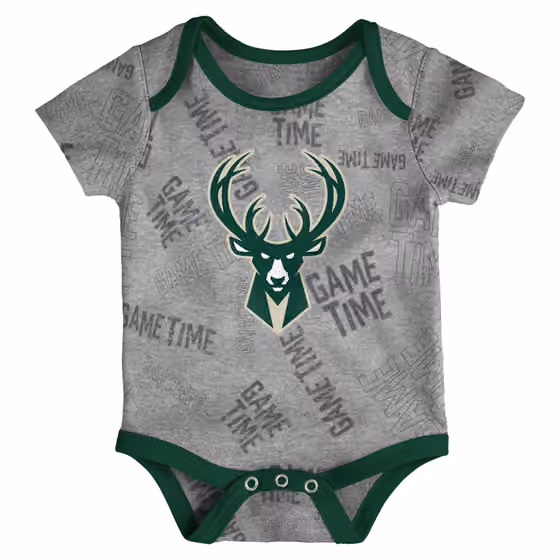 Milwaukee Bucks Game Time NBA Baby Bodysuit Set (3-Piece) view 4