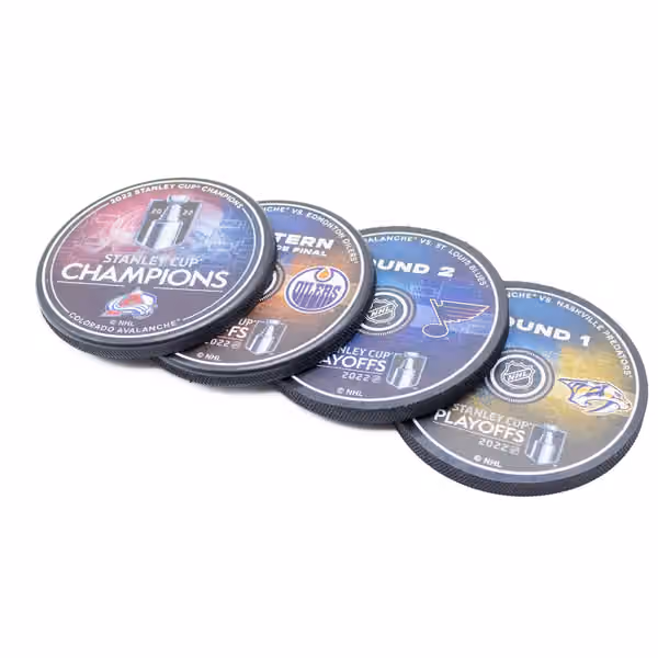Colorado Avalanche 2022 Stanley Cup Champions NHL Puck Coasters (Set of 4) view 2
