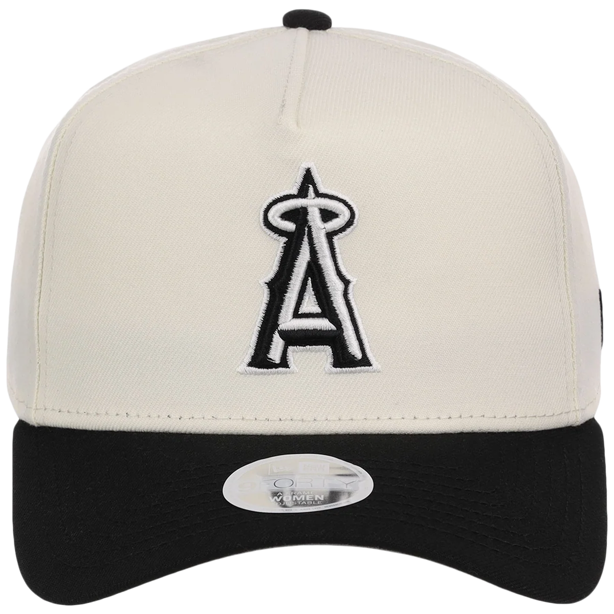 Los Angeles Angels Women's New Era 9FORTY Chrome x Black A-Frame detail view