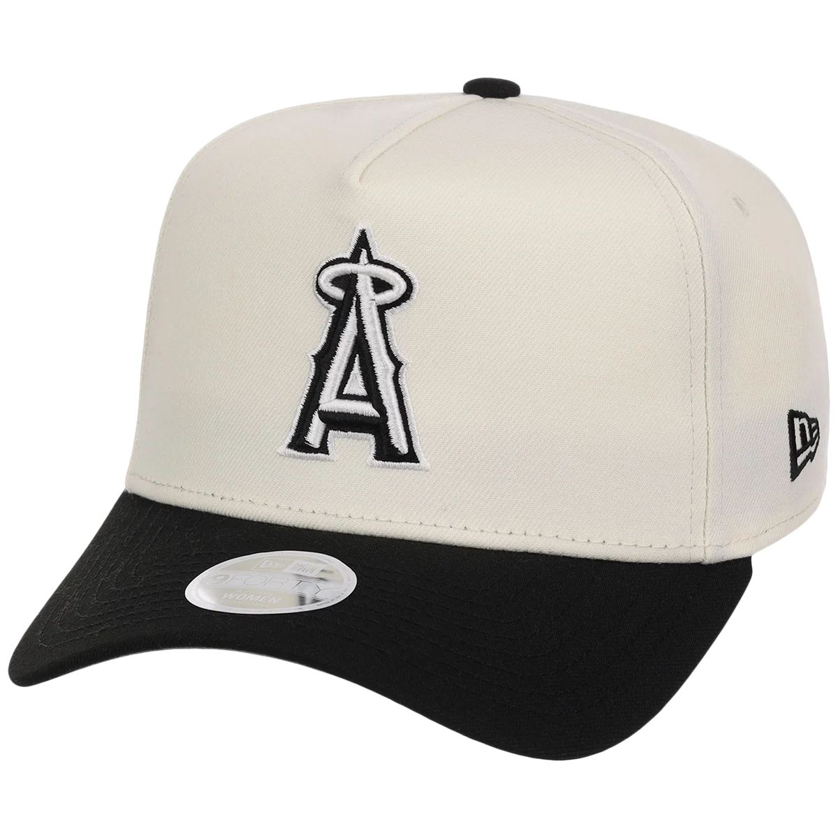 Los Angeles Angels Women's New Era 9FORTY Chrome x Black A-Frame detail view