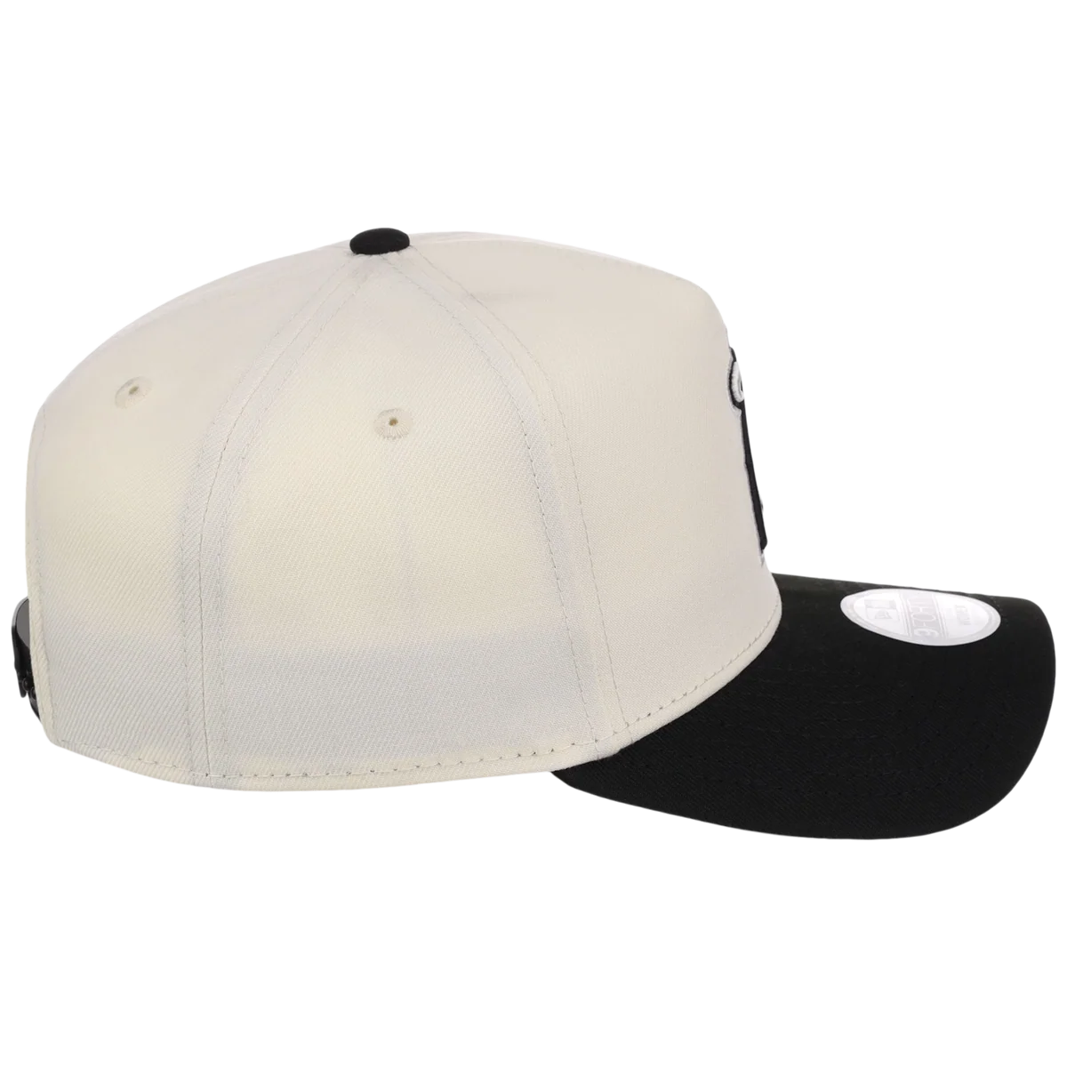 Los Angeles Angels Women's New Era 9FORTY Chrome x Black A-Frame detail view