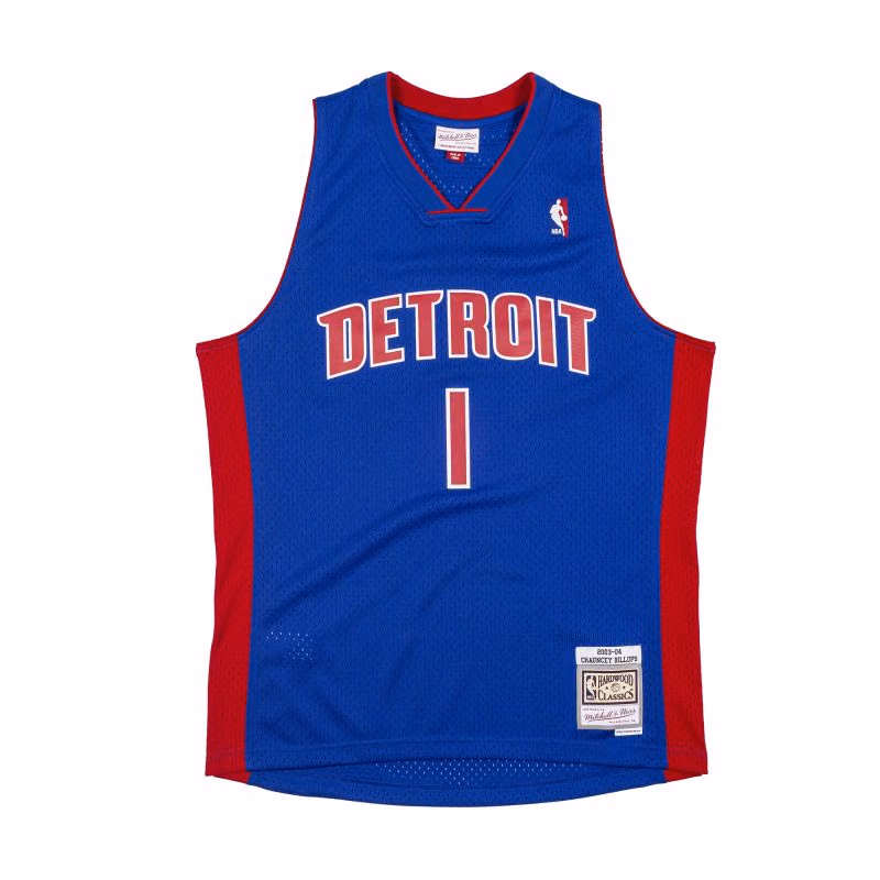 Chauncey Billups #1 Detroit Pistons 2003-04 Mitchell & Ness Swingman NBA Jersey Blue view 1