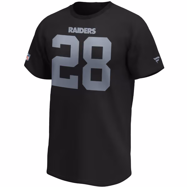 Josh Jacobs #28 Las Vegas Raiders Fanatics Player NFL T-Shirt Black view 2