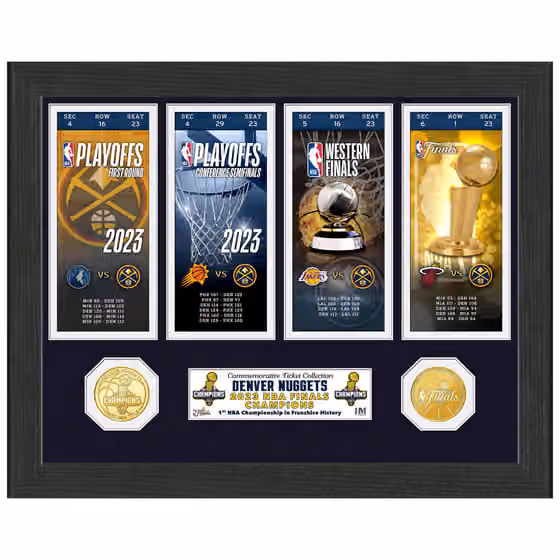 Denver Nuggets Road to the NBA Finals Tickets Bronze Coins Framed Photo view 1