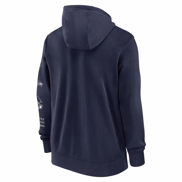 Seattle Seahawks Full-Zip Nike Club Fleece Hoodie Navy view 3
