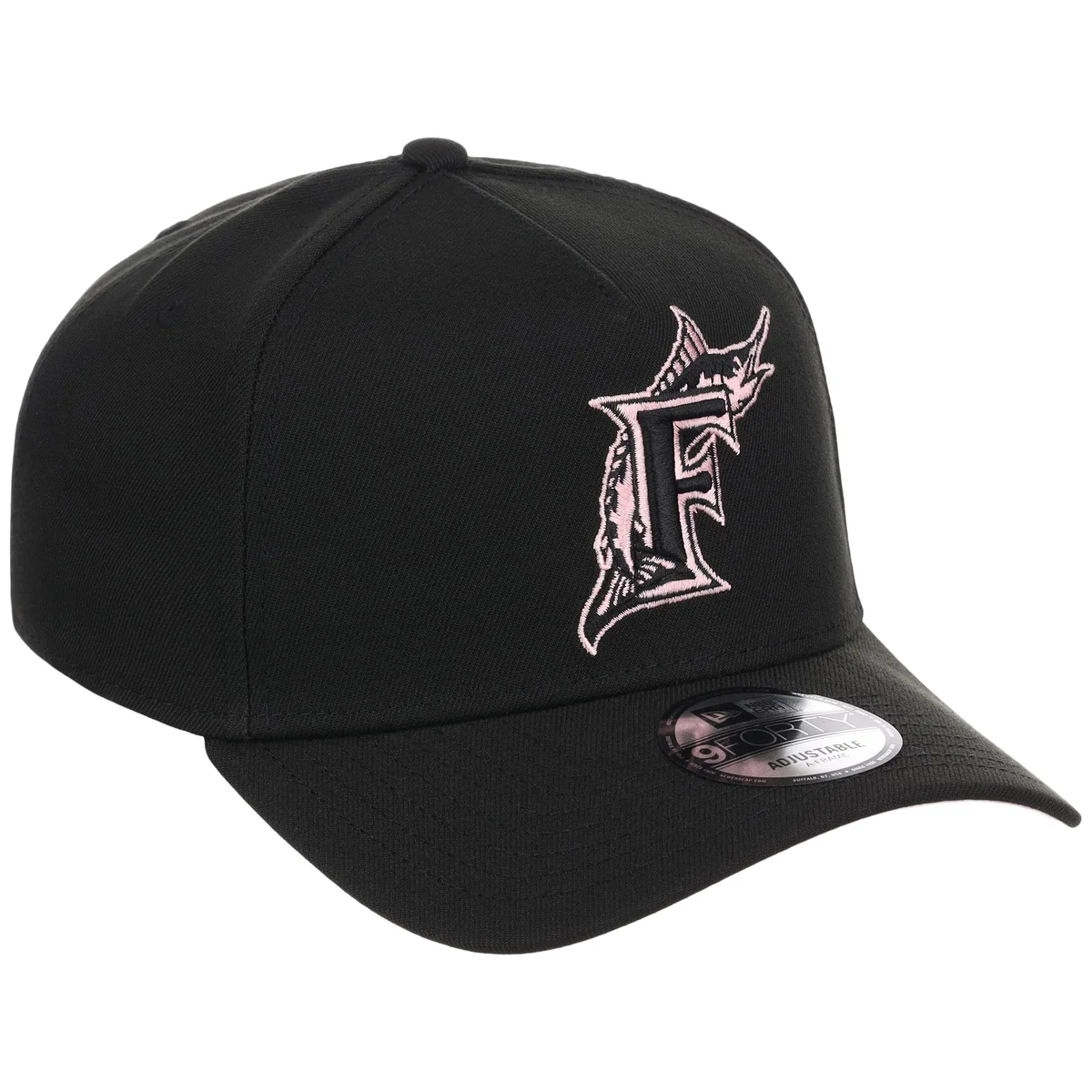 Miami Marlins MLB Black x Pink FASHION CORE New Era 9FORTY A-Frame front view