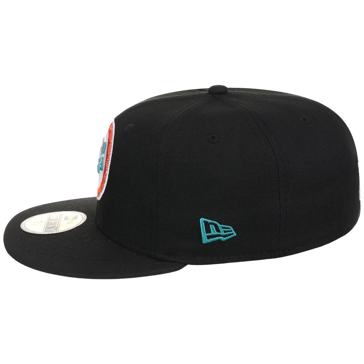 Miami Dolphins NFL Black Dome New Era 59FIFTY detail view