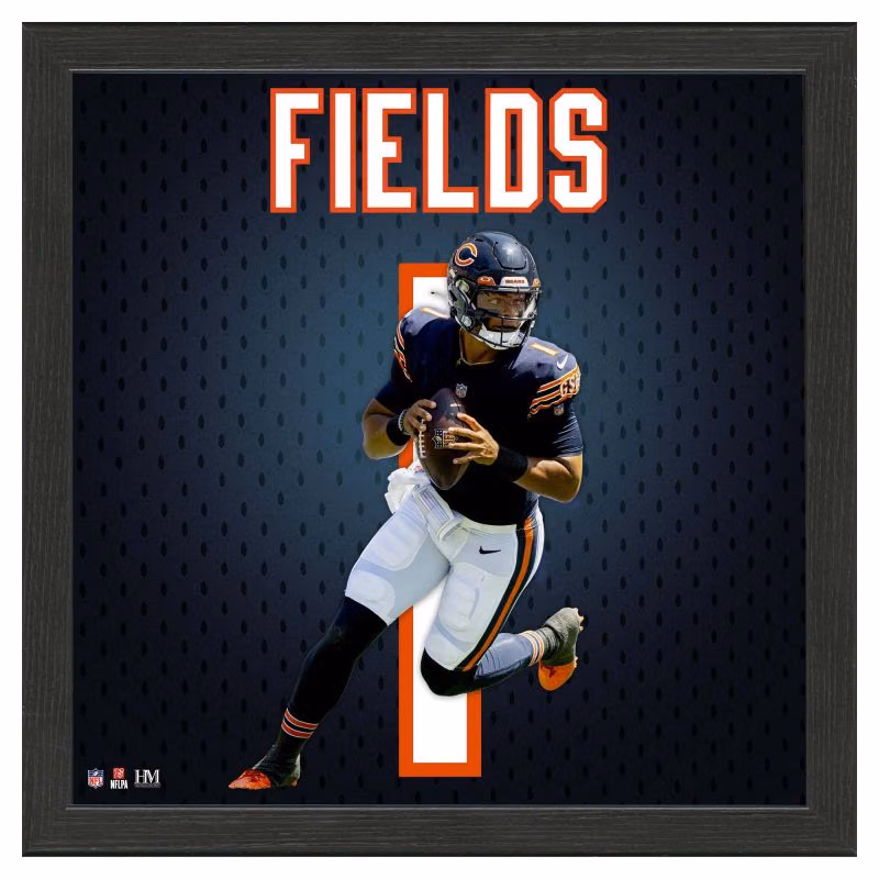 Justin Fields #1 Chicago Bears Impact Jersey Framed NFL Photo view 1