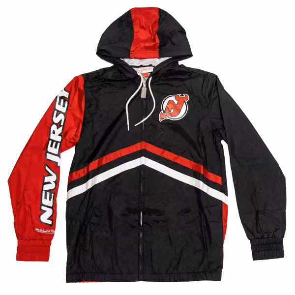 New Jersey Devils Undeniable Mitchell & Ness NHL Windbreaker Jacket view 1