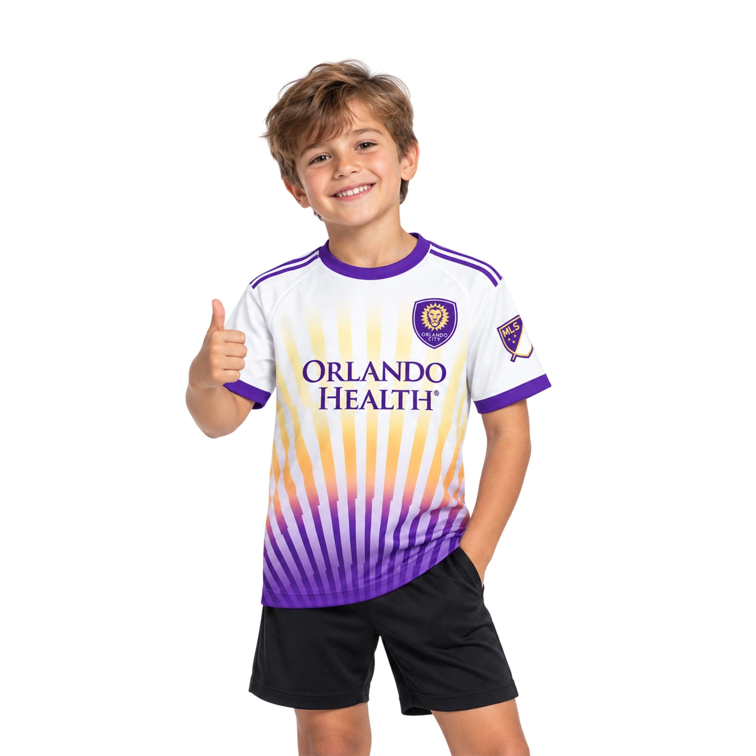 Orlando City White Jersey Kids Vibrant Sunshine Design