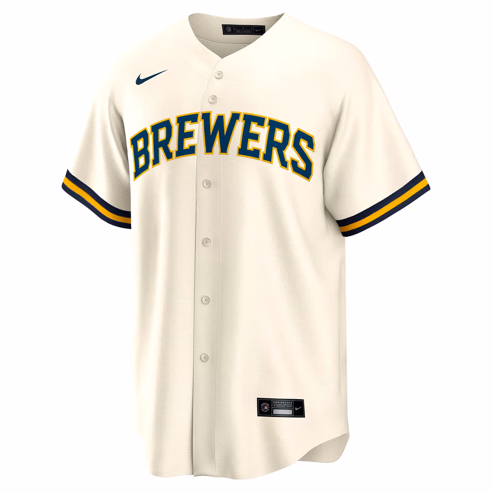 Milwaukee Brewers Nike MLB Home Jersey Cream view 1