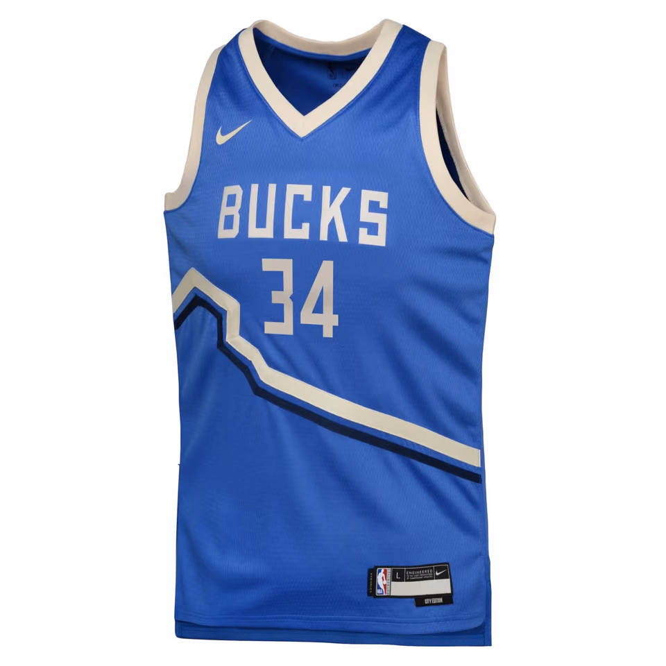 Giannis Antetokounmpo #34 Milwaukee Bucks 2024-25 City Edition Nike Swingman NBA Jersey (YOUTH) view 2