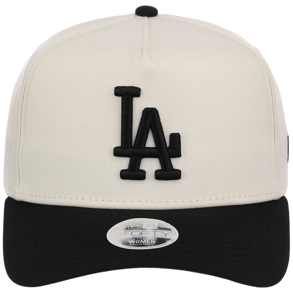 Los Angeles Dodgers Women's New Era 9FORTY Chrome x Black A-Frame detail view