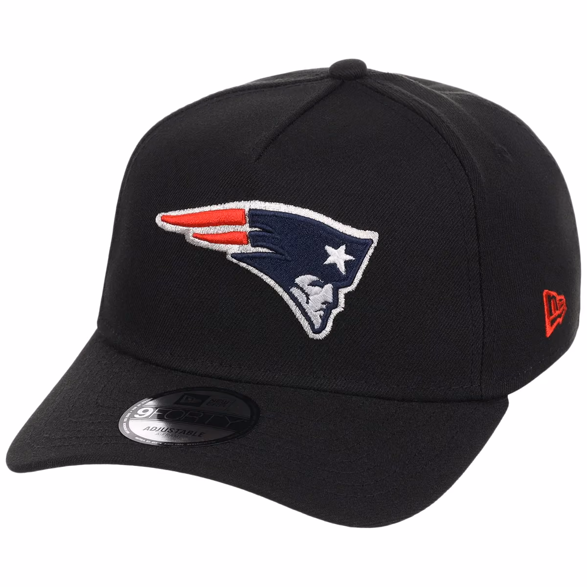 New England Patriots NFL Black Dome New Era 9FORTY A-Frame detail view