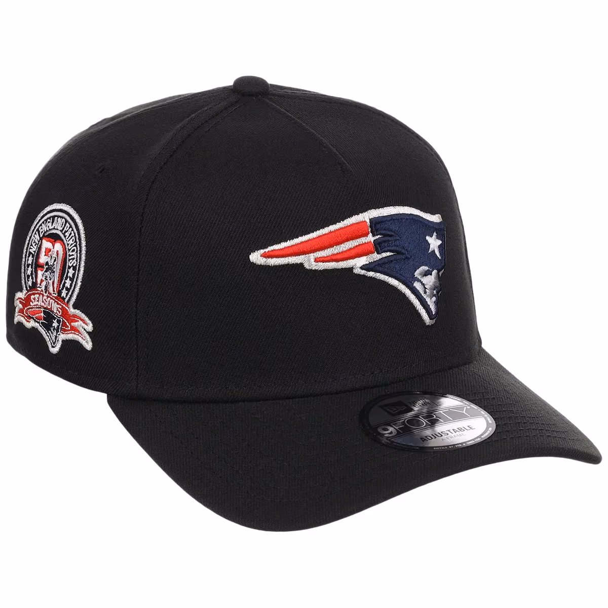 New England Patriots NFL Black Dome New Era 9FORTY A-Frame front view