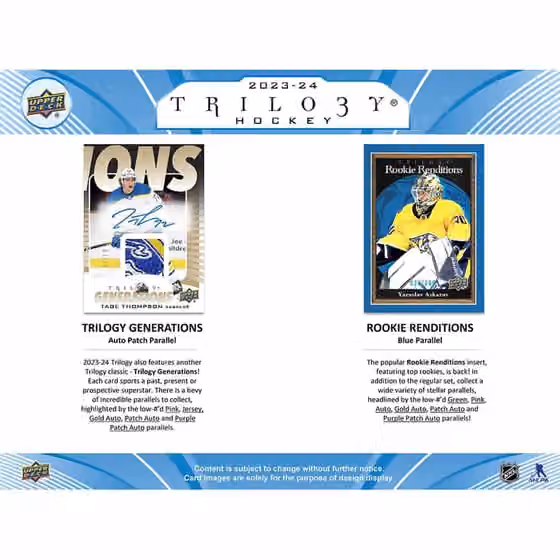 2023/24 Upper Deck Trilogy Hockey Hobby Box view 5