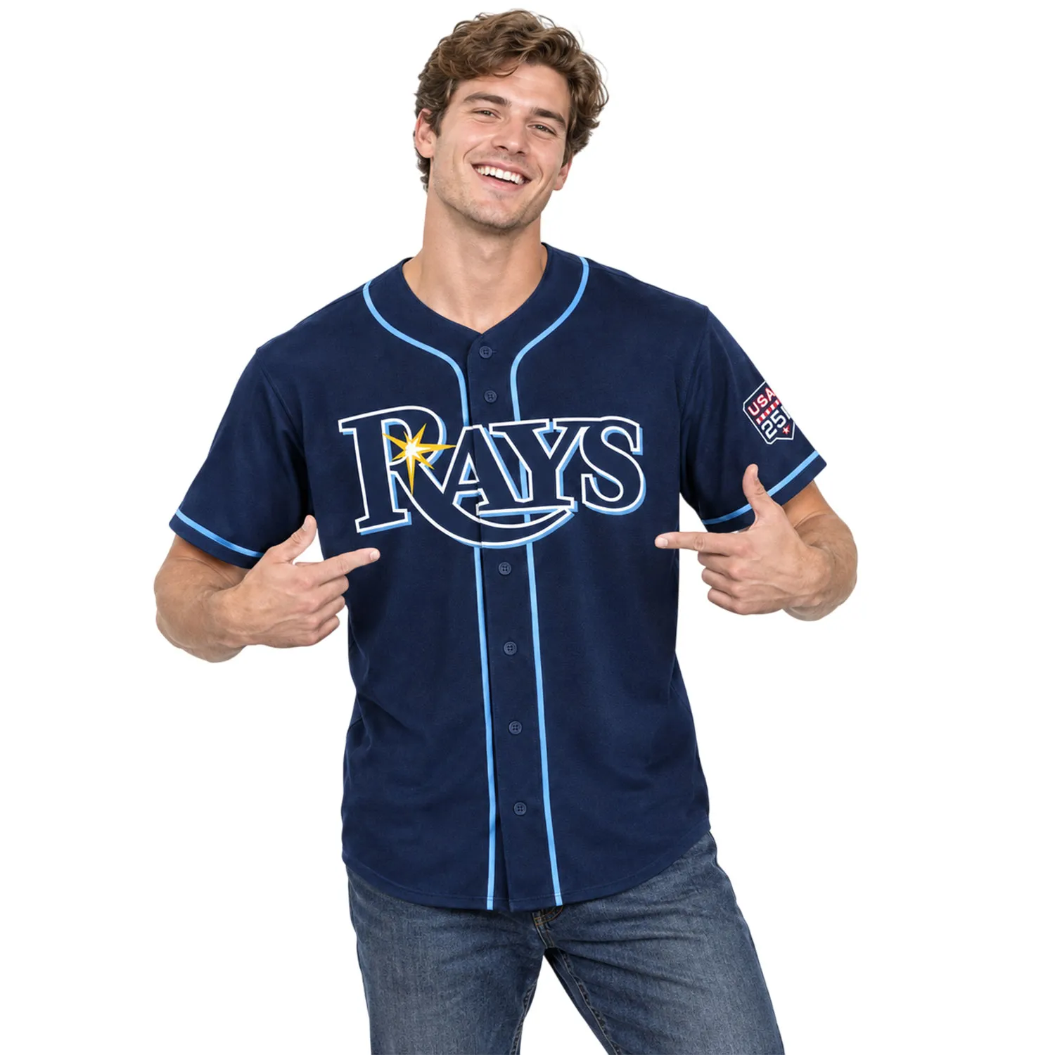 Junior Caminero TB Rays Patriotic Jersey - Ultimate Fan Tee