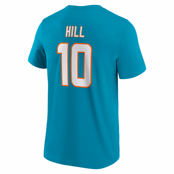 Tyreek Hill #10 Miami Dolphins Player NFL T-Shirt Aqua view 3