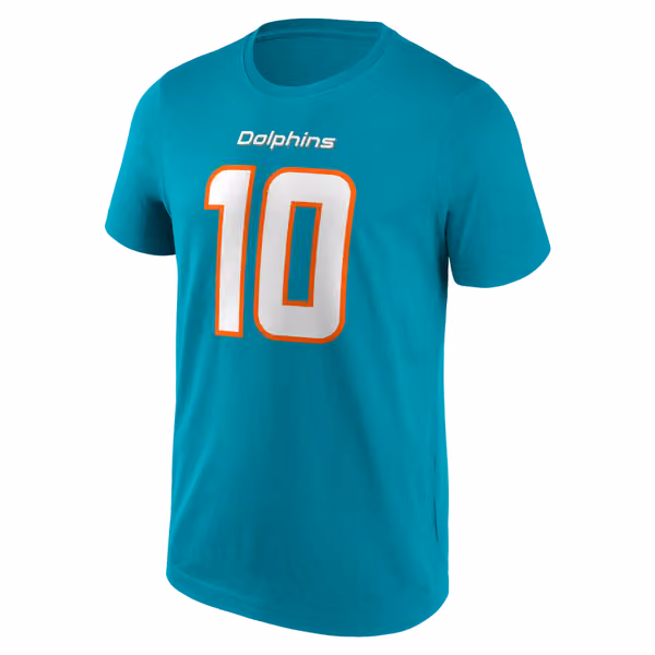 Tyreek Hill #10 Miami Dolphins Player NFL T-Shirt Aqua view 2