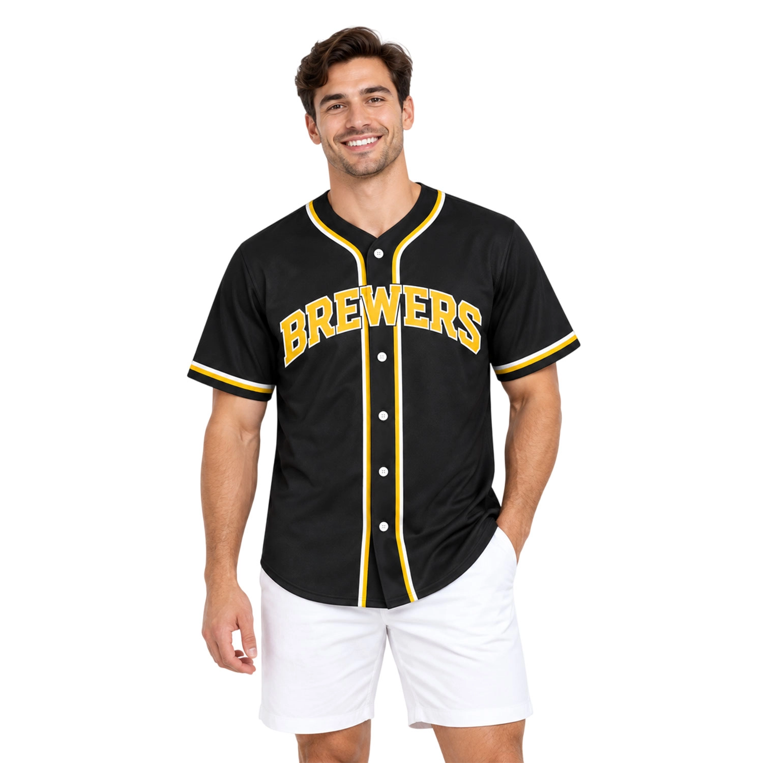 Brewers Black Baseball Jersey Strong Fan Design