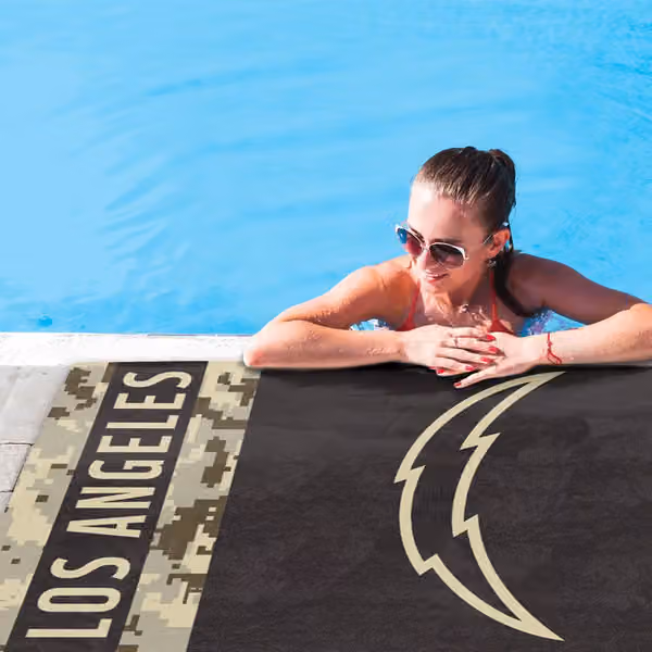 Los Angeles Chargers Camo Spectra NFL Beach Towel view 2