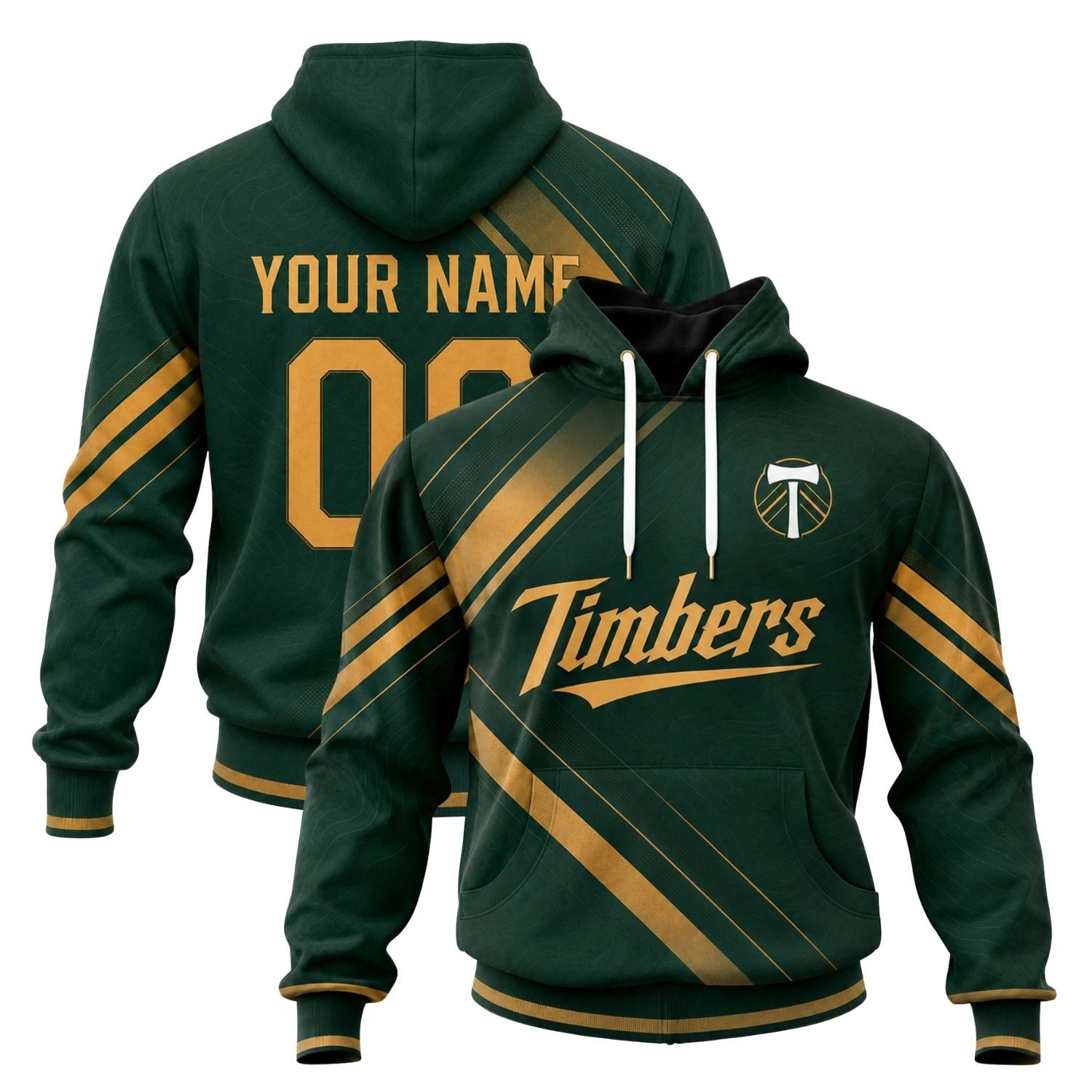 Portland Timbers Fan Hoodie Custom Elite Gold Stripe
