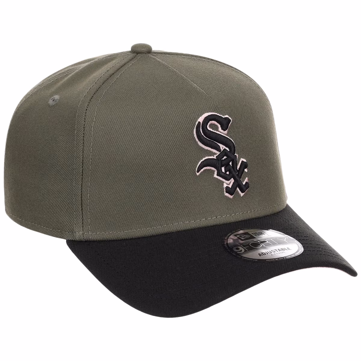 Chicago White Sox MLB Olive x Black & Pink FASHION CORE New Era 9FORTY A-Frame front view
