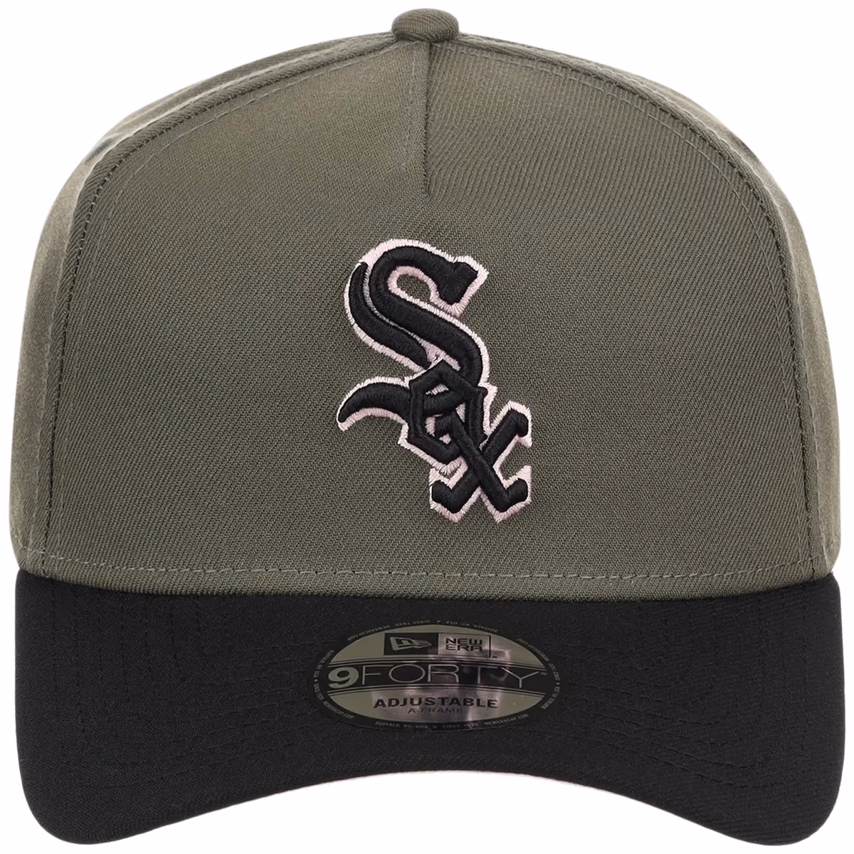 Chicago White Sox MLB Olive x Black & Pink FASHION CORE New Era 9FORTY A-Frame detail view