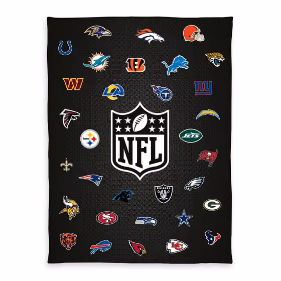 NFL All Teams Wellsoft Throw Blanket Black view 1
