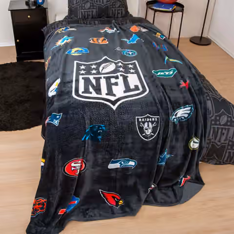 NFL All Teams Wellsoft Throw Blanket Black view 2
