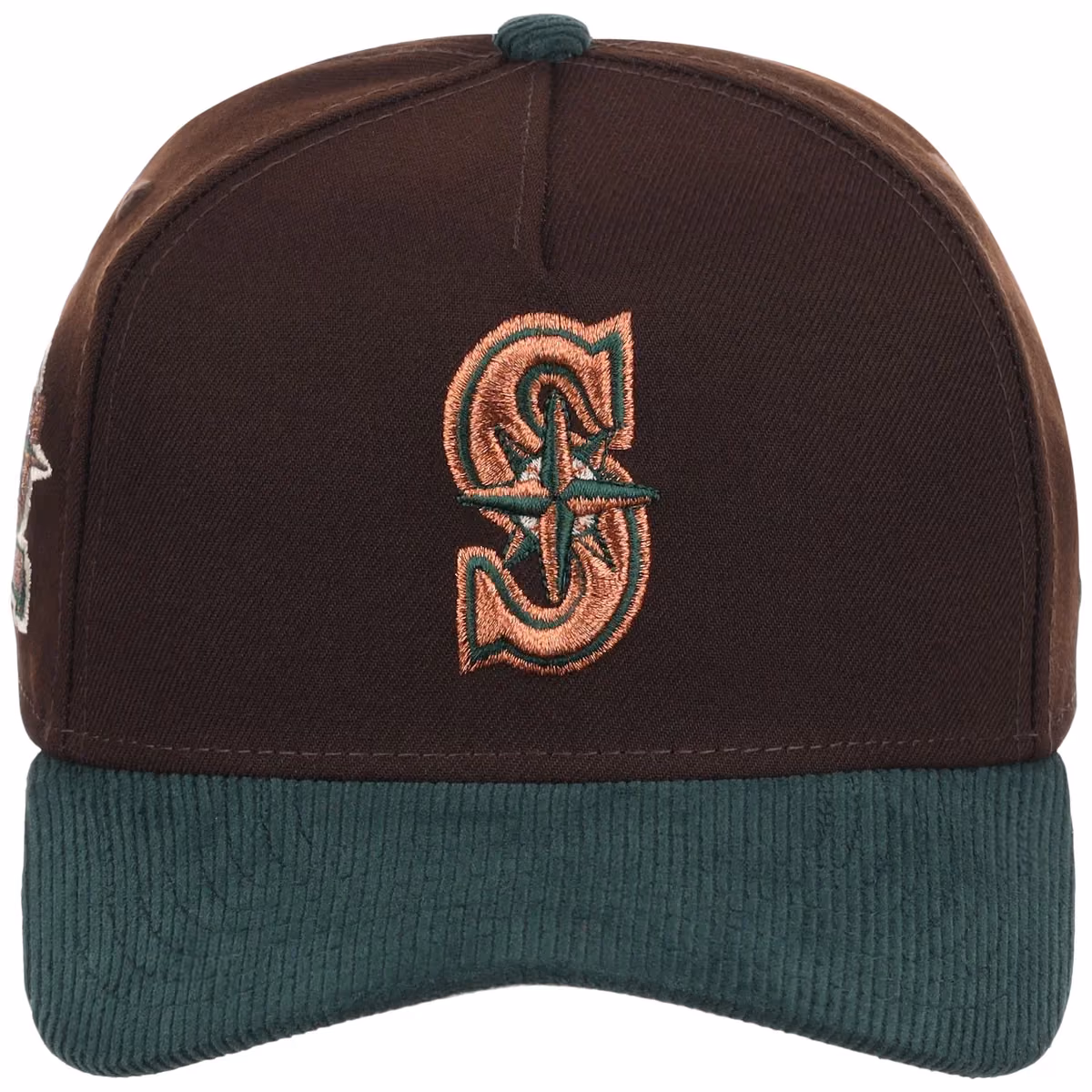 Seattle Mariners MLB Forest Ember New Era 9FORTY A-Frame detail view