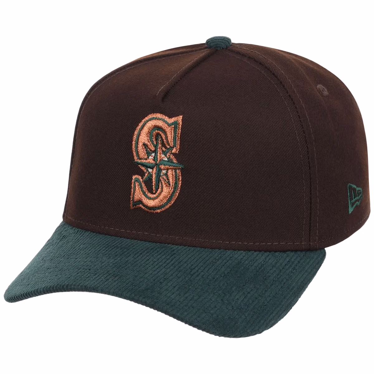 Seattle Mariners MLB Forest Ember New Era 9FORTY A-Frame detail view