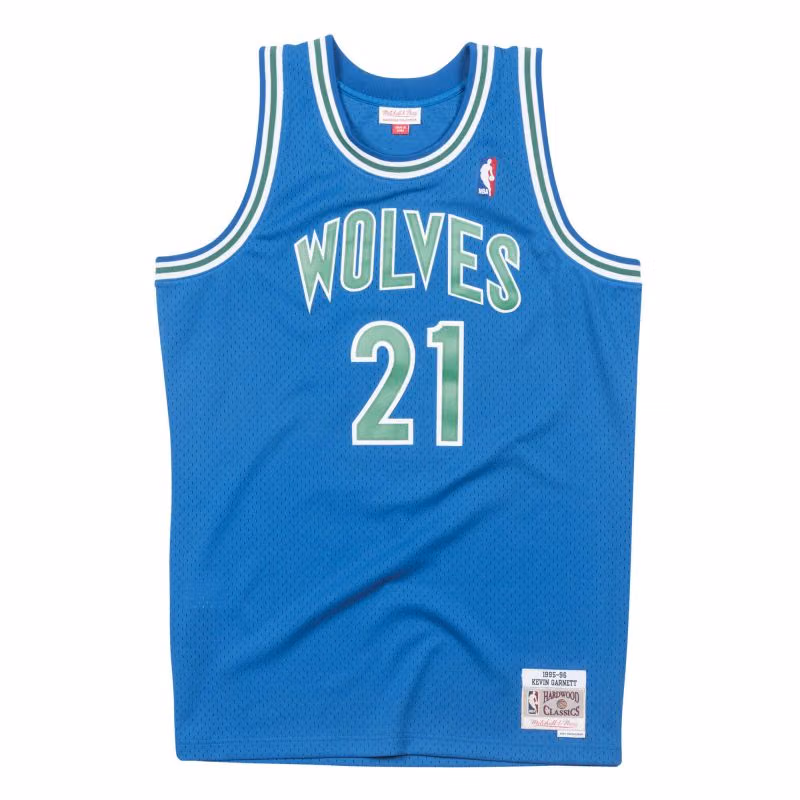 Kevin Garnett #21 Minnesota Timberwolves 1995-96 Swingman NBA Jersey Blue view 1