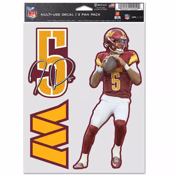 Jayden Daniels #5 Washington Commanders Player NFL Decals Set (3 Pcs.) view 1