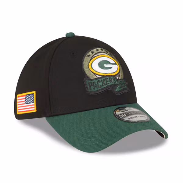 Green Bay Packers 2022 NFL On-Field Salute to Service New Era 39THIRTY Flex Cap product photo