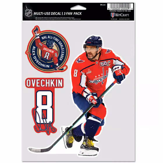 Alex Ovechkin 895 Goals Record NHL Decals Set (3 Pcs.) view 1