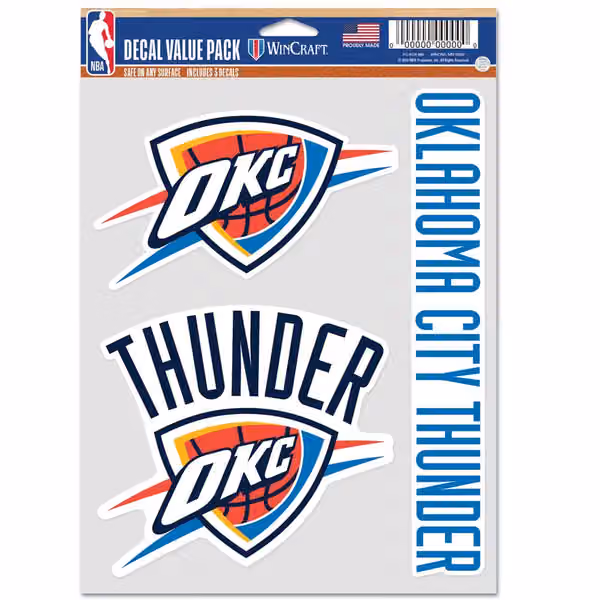 Oklahoma City Thunder Multi-Use NBA Decals Set (3 Pcs.) view 1