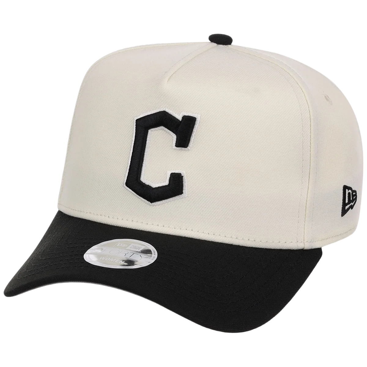 Cleveland Guardians Women's New Era 9FORTY Chrome x Black A-Frame detail view