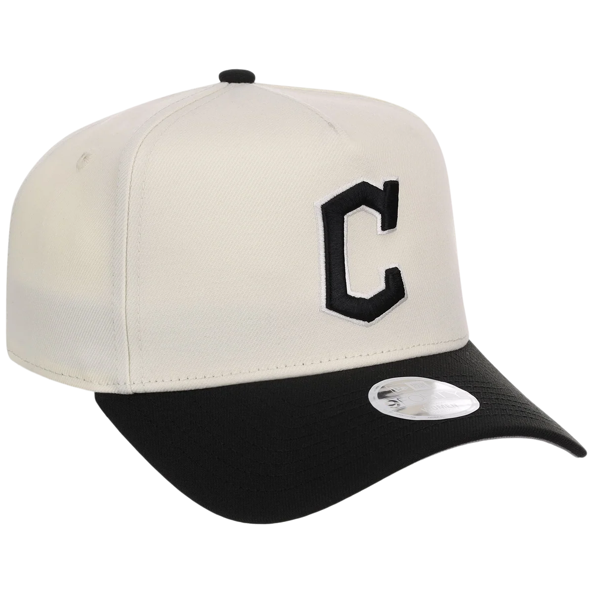 Cleveland Guardians Women's New Era 9FORTY Chrome x Black A-Frame front view