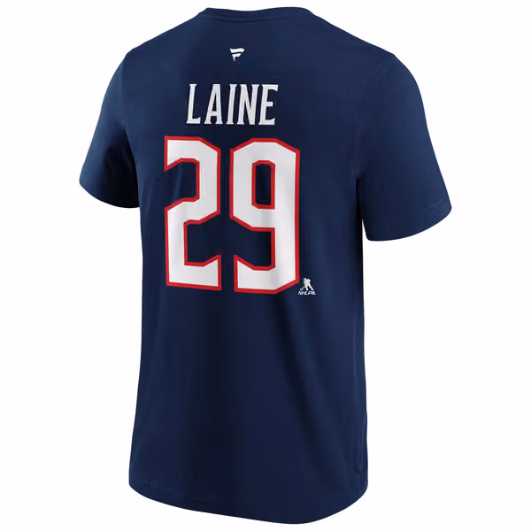 Patrik Laine #29 Columbus Blue Jackets Player NHL T-Shirt Navy view 3