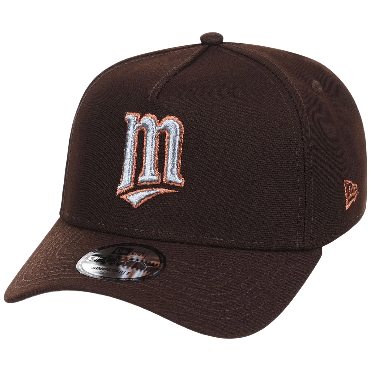 Minnesota Twins MLB Frosted Bark New Era 9FORTY A-Frame detail view