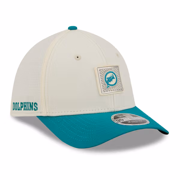 Miami Dolphins Historic Logo 2026 NFL Training Camp 39THIRTY Flex Cap Cream/Aqua product photo